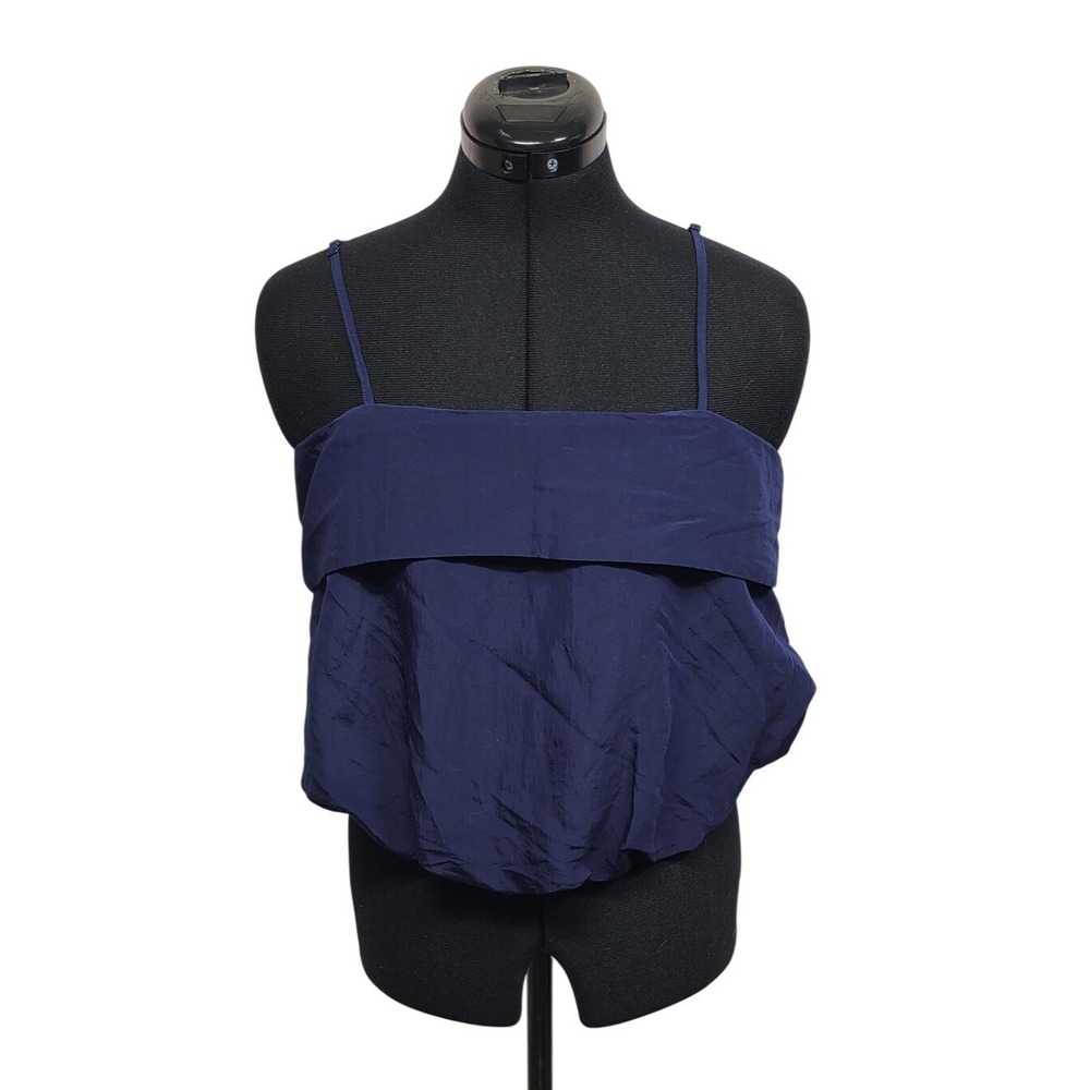 A New Day Womens Navy Blue Layered Bubble Hem Cami Top Small NWT 018024083